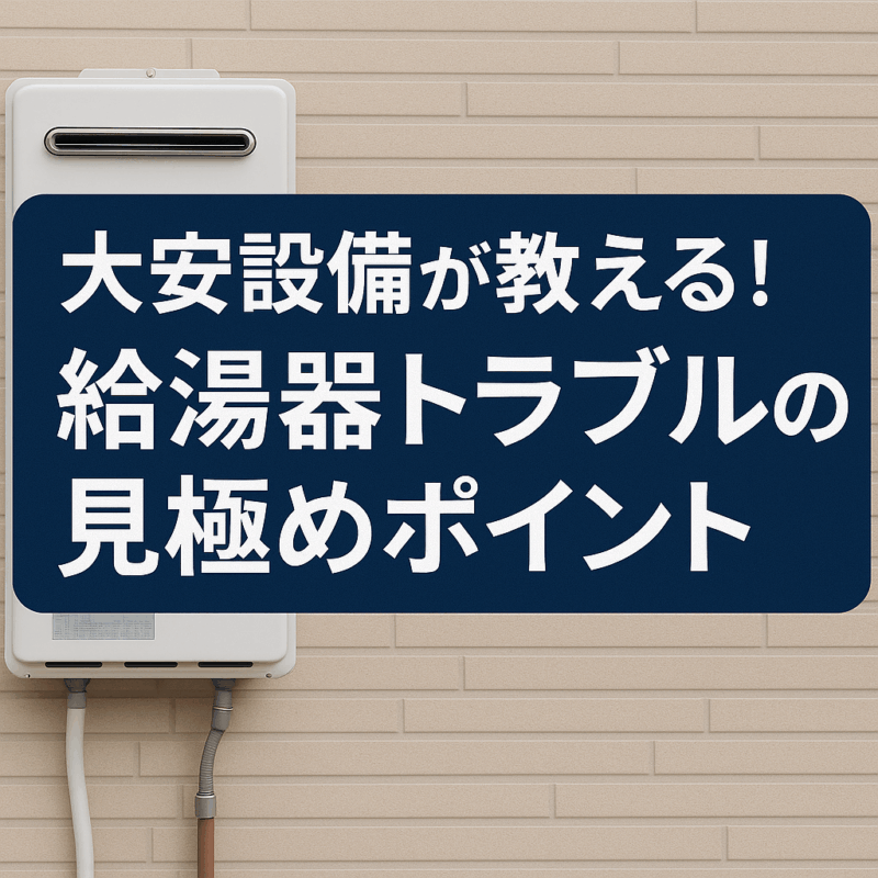 大安設備が教える！給湯器トラブルの見極めポイント