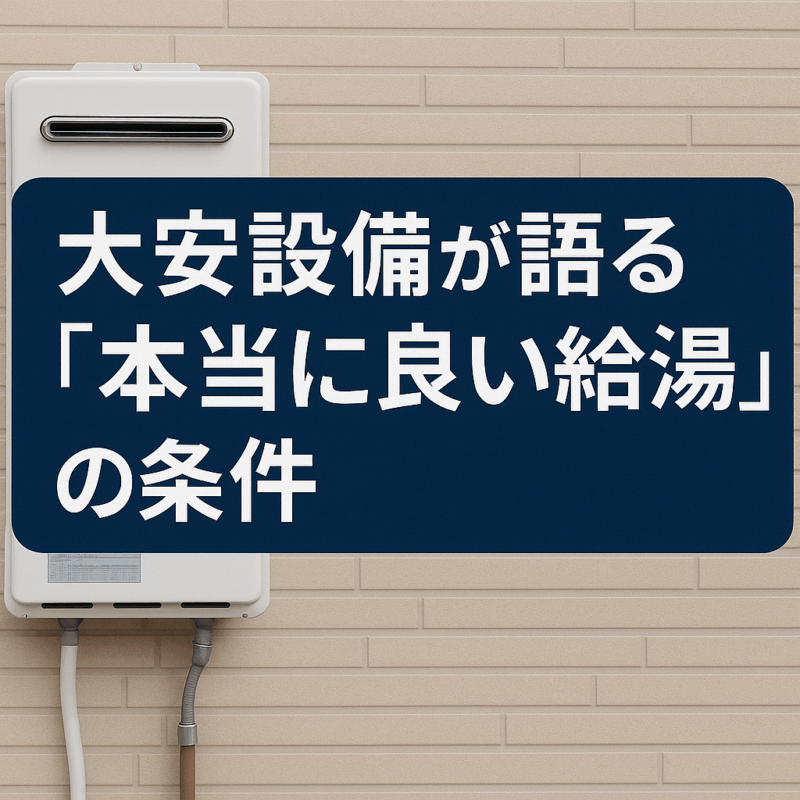 大安設備が語る「本当に良い給湯器」の条件