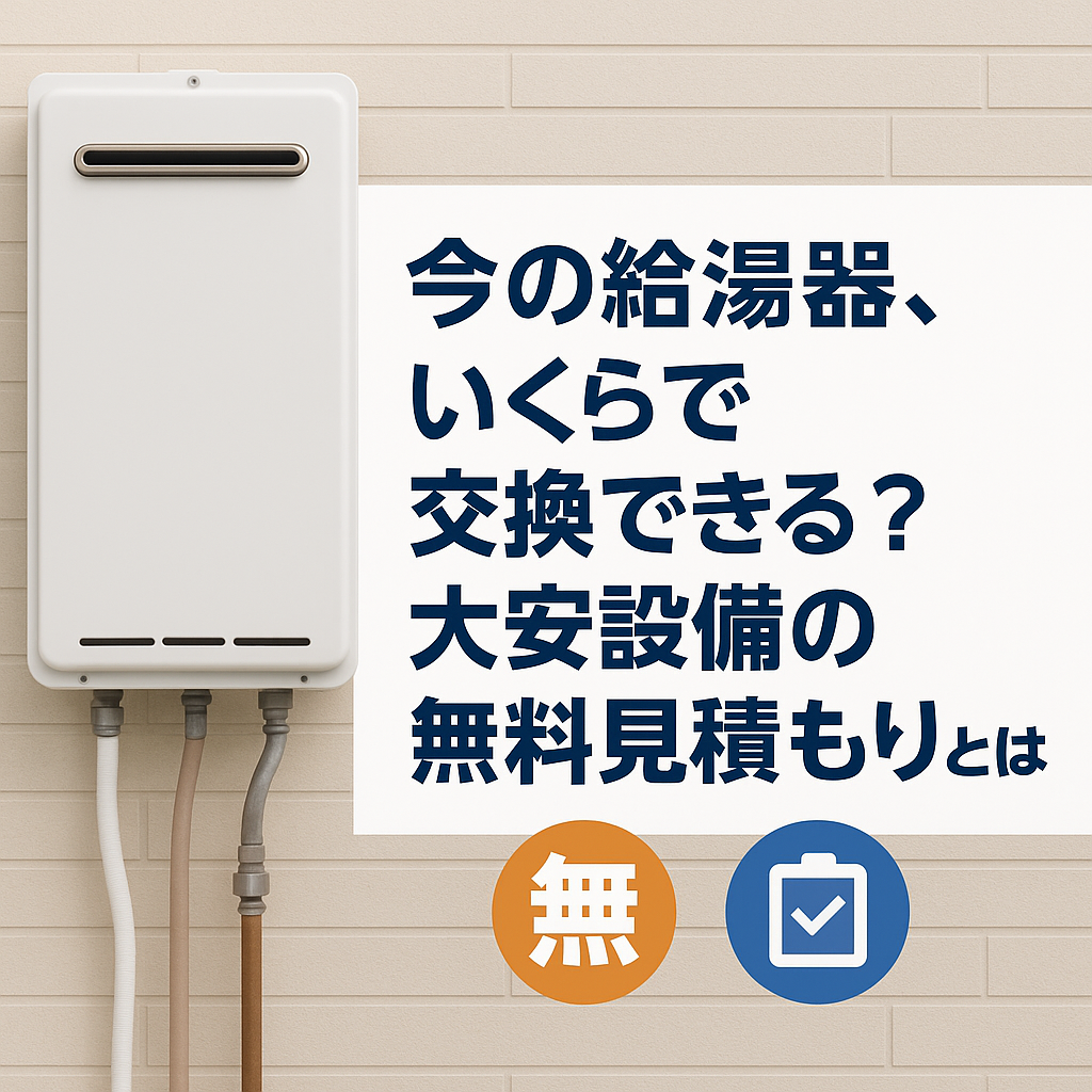 今の給湯器、いくらで交換できる？大安設備の無料見積もりとは